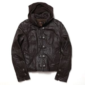 Danier 🤎GENUINE Leather Brown Jacket with Hood🤎 SMALL S